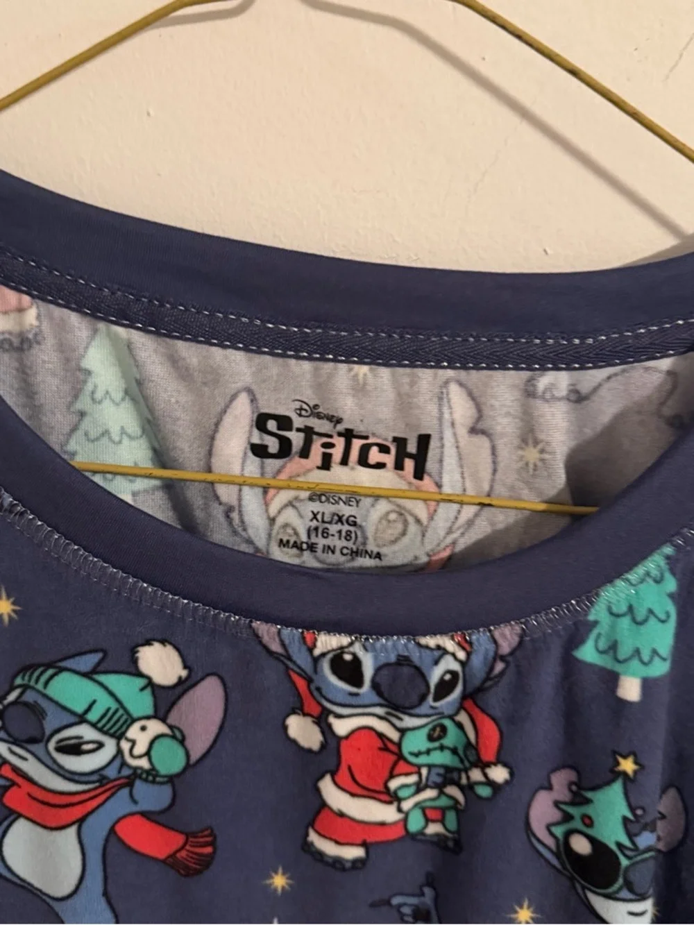 Women’s Blue Christmas Disney Stitch Pajamas Top - Picture 2 of 5